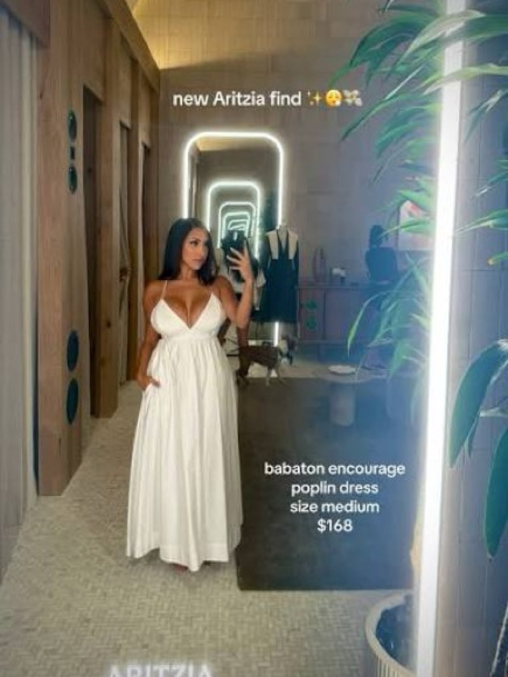 Aritzia White Cotton Poplin Midi Dress with Spaghetti Straps